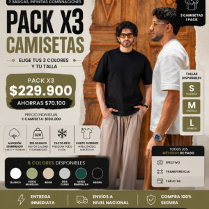 PACK X3 CAMISETAS BÁSICAS DE LUJO